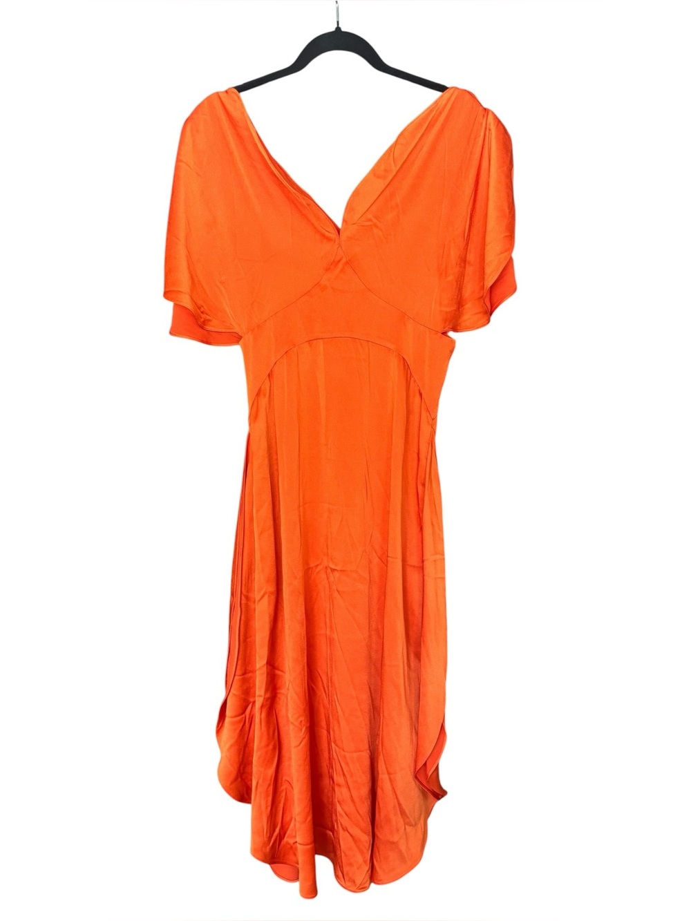 Stella McCartney Runway Pauline Dress Orange Midi with Draped Sleeves Size 40 - Picture 4 of 11